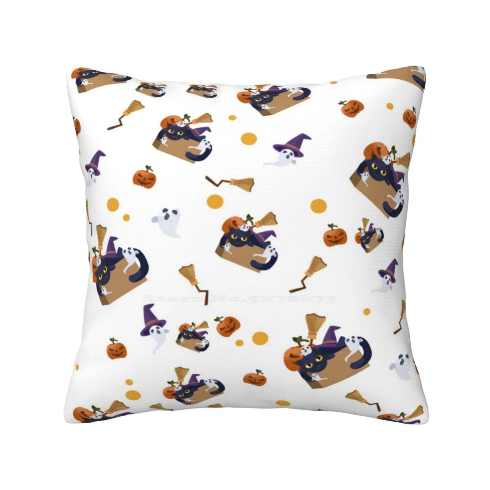 Halloween Patterns Pillowslip Pillowcase Halloween Spooky Pumpkin Ghost Witch Cute Trick Or Treat Autumn Fall Frog Scary Blue