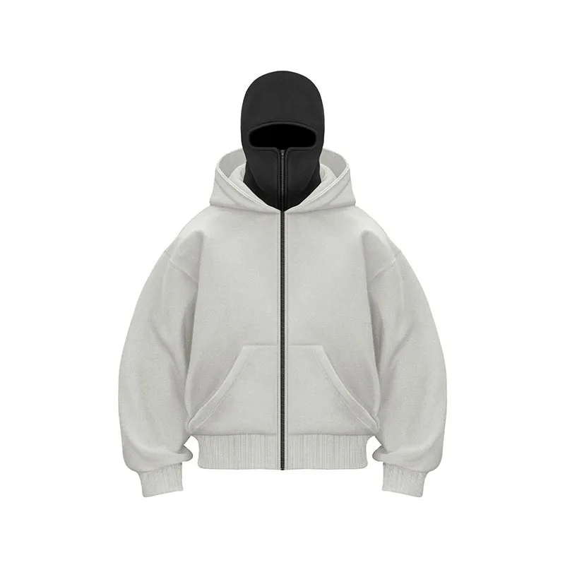 2025 American fashion brand double hat cycling design hooded zipper cardigan sweatshirt couple's windproof high street jacket