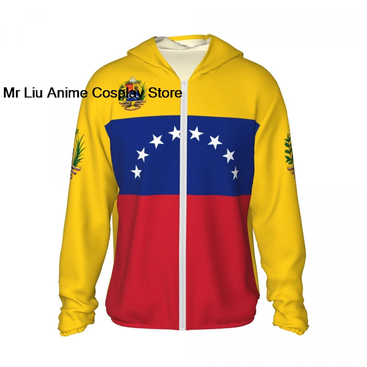 Summer Venezuela Flag Polyester Sunscreen Sun Protection Fishing Running Clothes Quick Dry Performance Zipper Hoodie