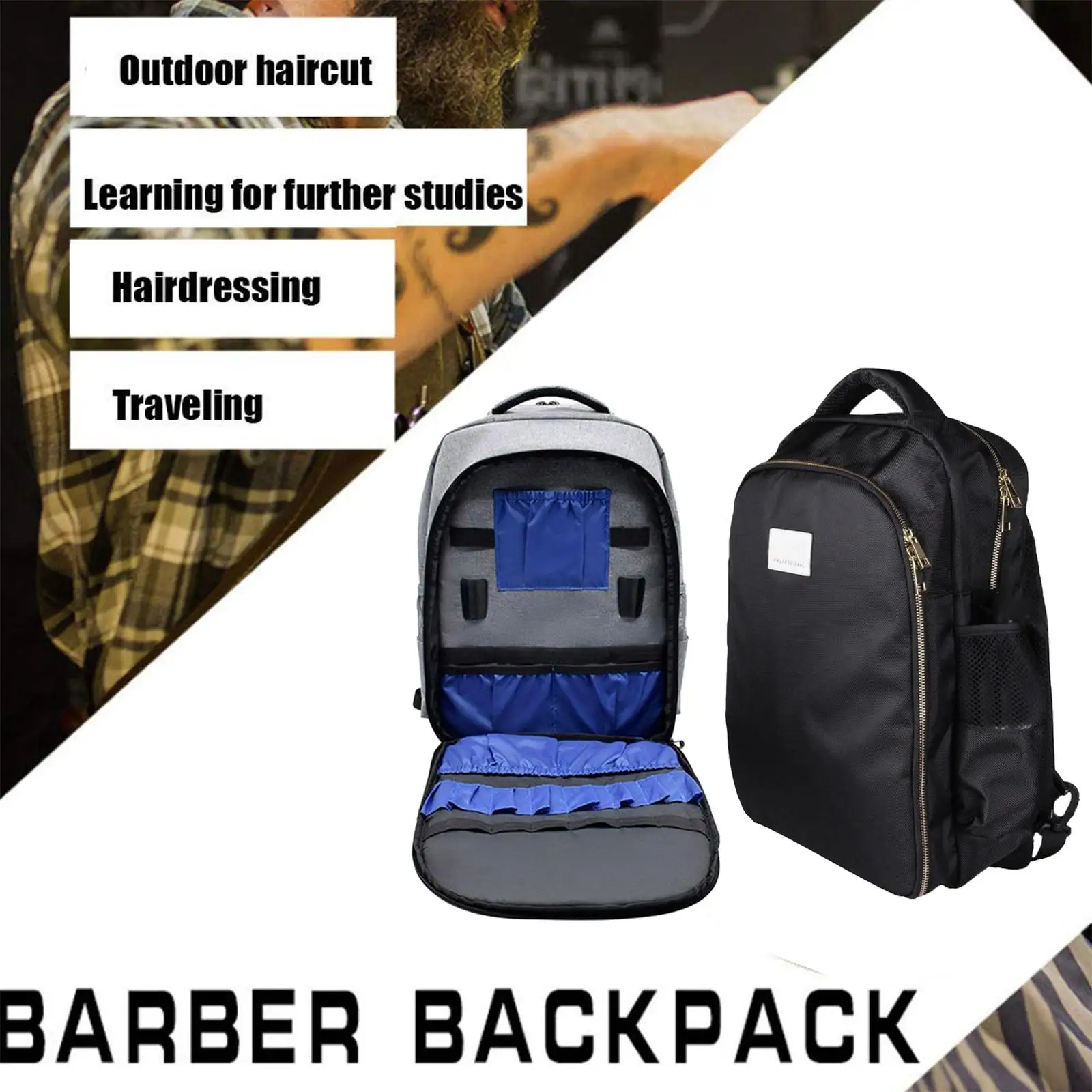 Portable Barber Travel Backpack Salon Styling Tools Storage Waterproof Case Hair Clipper Stylist Makeup Tools Storage Bag