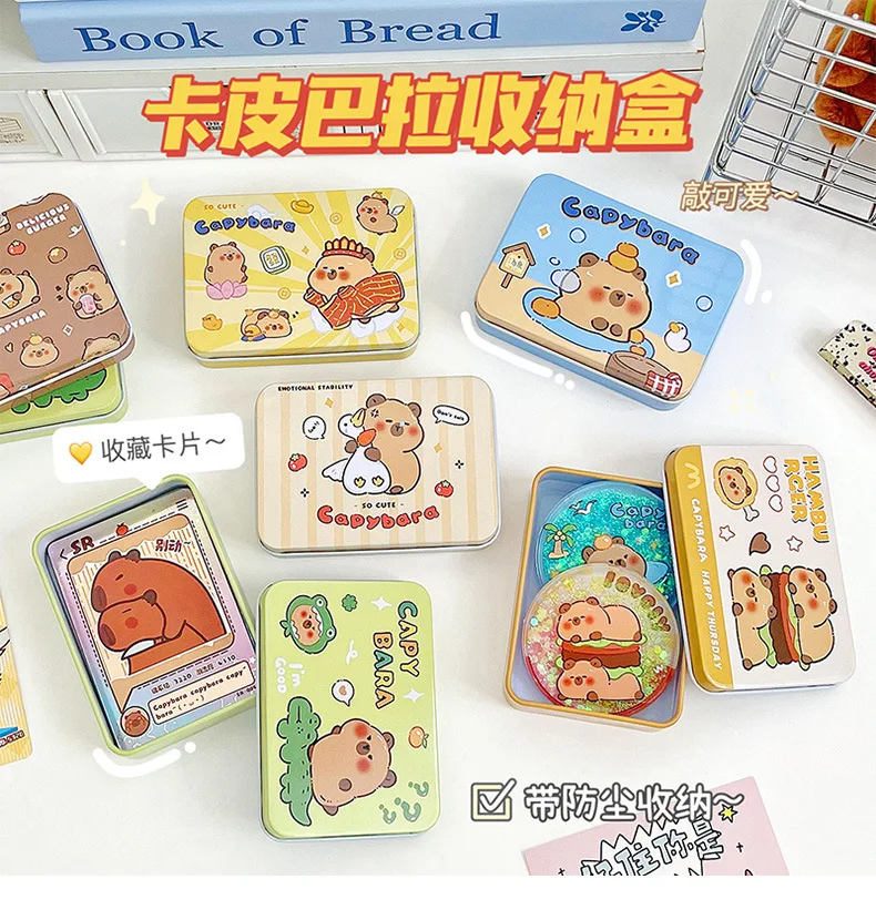 Imagem -04 - Kawaii Cartoon Capsule Card Storage Kawaii Iron Box Kpop Star Polegada Photo Card Dustproof Box Cute Girl Jewelry Hair Clip Small Box