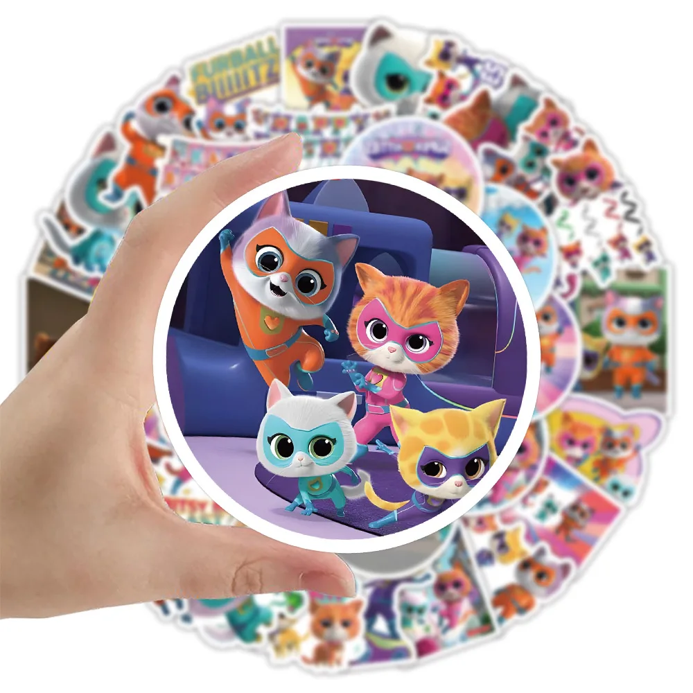 10/30/50PCS Cartoon Super Kitties Sticker Cute Graffiti bagaglio decorativo moto Skateboard decalcomania impermeabile giocattolo per bambini