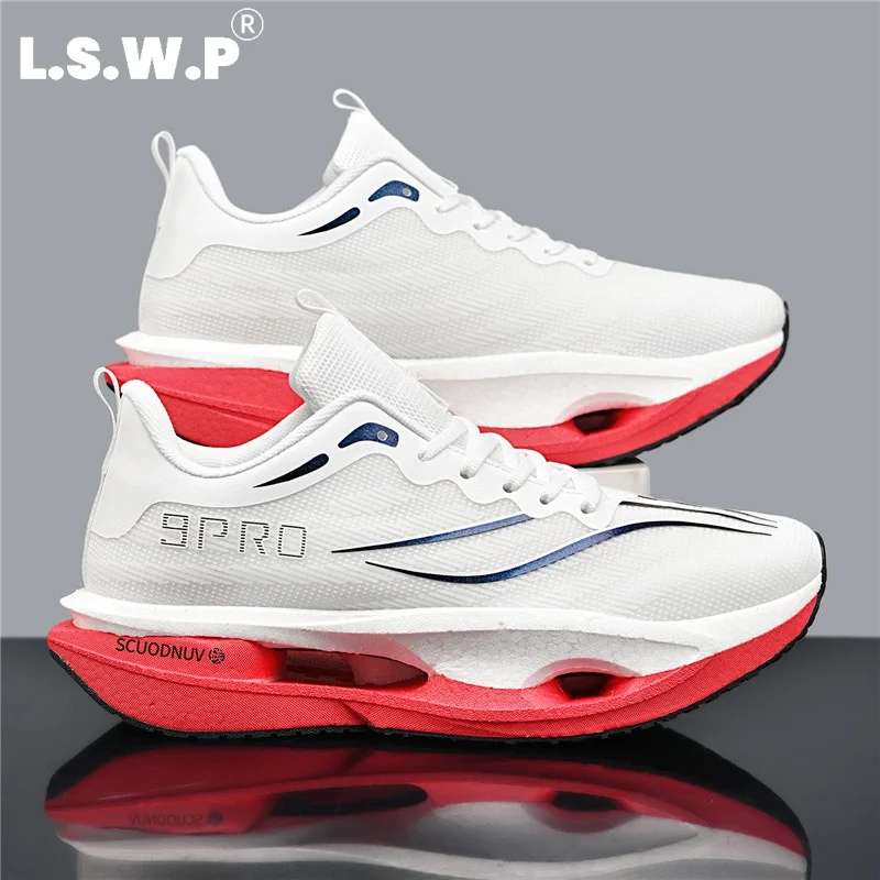 Men's Casual Sports Shoes, Couple's Style 9Pro, Men's Racing Running Shoes, Trendy Gradient Mesh Sports Shoes, Hollow-Out Suspension Thick-Soled High-Elastic Shock-Absorbing Running Shoes, Breathable, Lightweight, Wear-Resistant Outdoor Fitness Training Sports Shoes - view 4