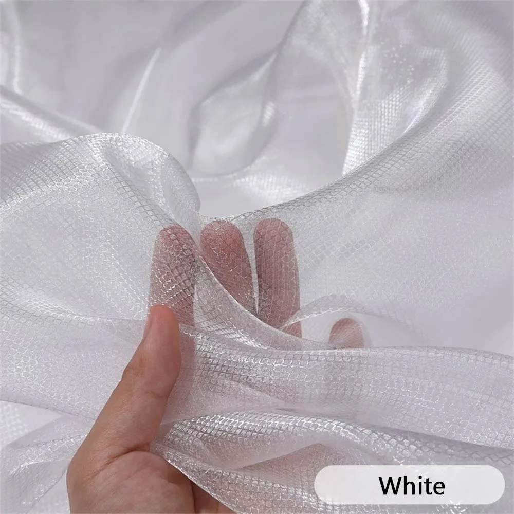 

145*100cm Fish Scale Organza Fabric Crisp Texture Handmade Mesh Fabric Colorful Checkered Encrypt Design Wedding Dress Fabric