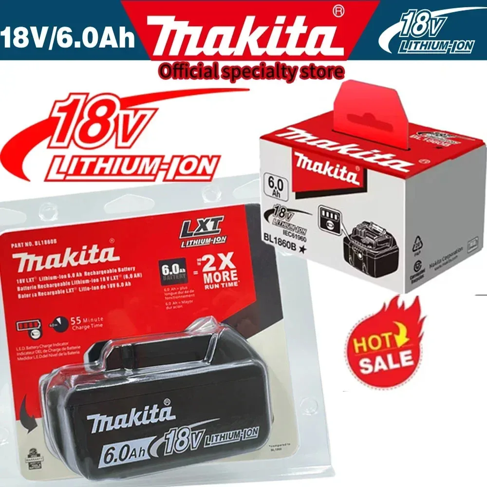 

original new Makita battery 18V 6Ah/5.0Ah rechargeable battery replacing Makita BL1830BL 1850BL1860B power tool battery.