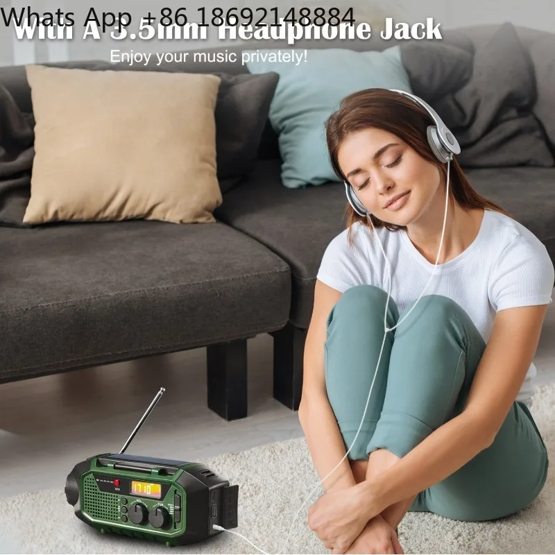 Emergency radio combat readiness multi-function hand crank power generation outdoor portable solar mp3 hand crank charging