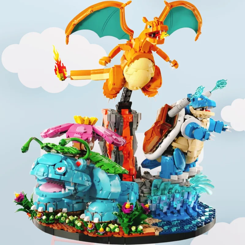 MOC 72153 Bouwstenen 6838 Stuks Venusaur Charizard Blastoise 3 Actiefiguren DIY Montage Model Huisdecoratie Speelgoed Cadeau