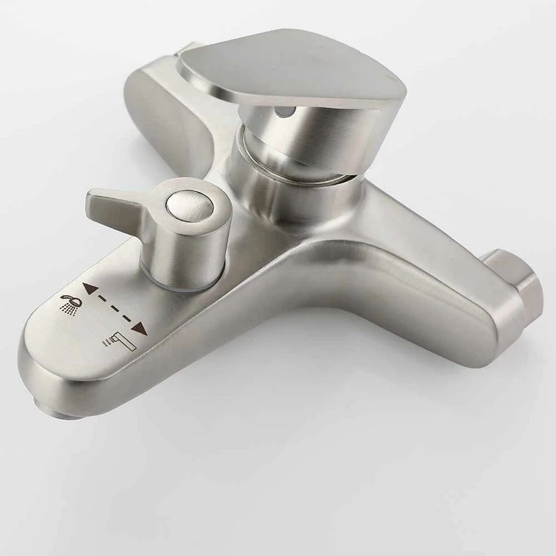 Wall Mounted Shower Faucet Dual Spout Bathroom Mixing Valve Triple Cold and Hot Water Tap Multifunctional Household Accessories