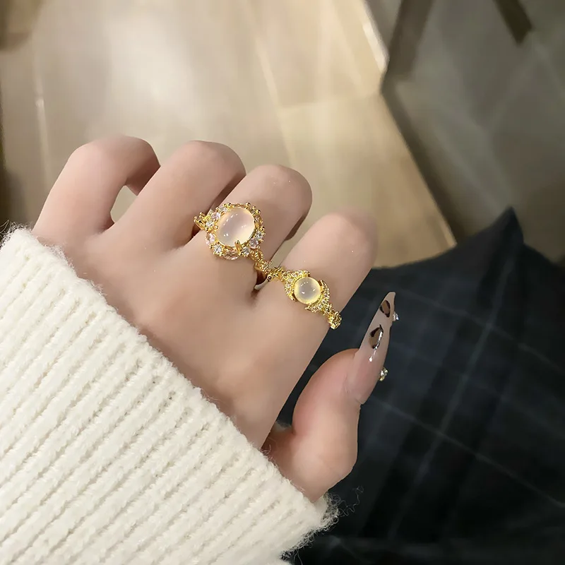 الصينية الخفيفة الفاخرة الشمس والقمر نجمة اللغة افتتاح التغيير التدريجي حلقة الزركون الصغيرة أزياء بسيطة الملحقات الشخصية #4