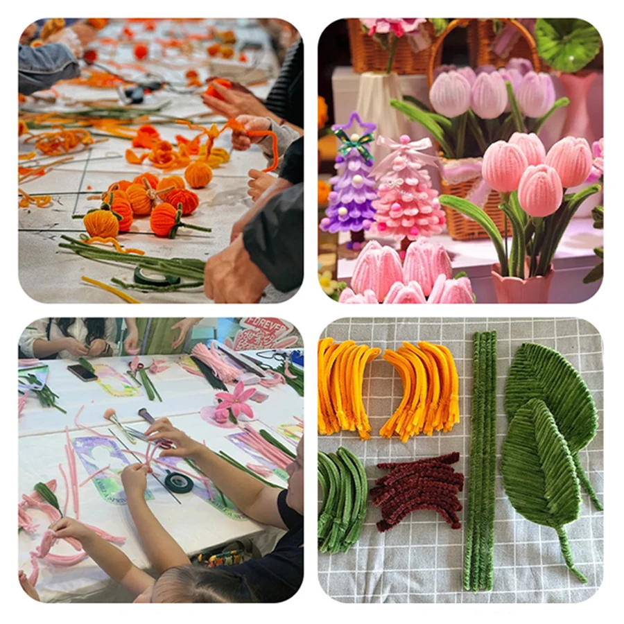 120/240/480pcs Fluffy Chenille Stems, Bendable Pipe Cleaners, DIY Hand‑crafting Material for Flower Making, Art Activity, XJM view 6