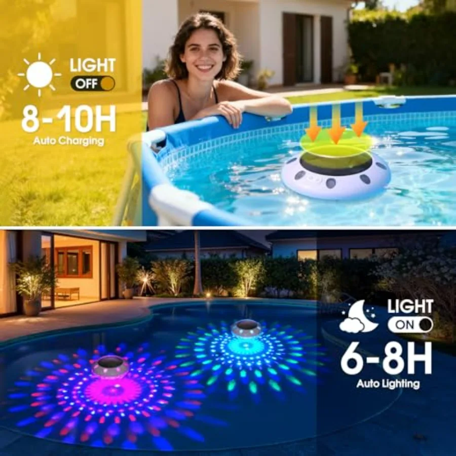 Floating Pool Lights w/Remote, 6.5 Top to Bottom Dynamic Color Changing Solar Pool Lights for Inground/Above Ground Pools, IP68