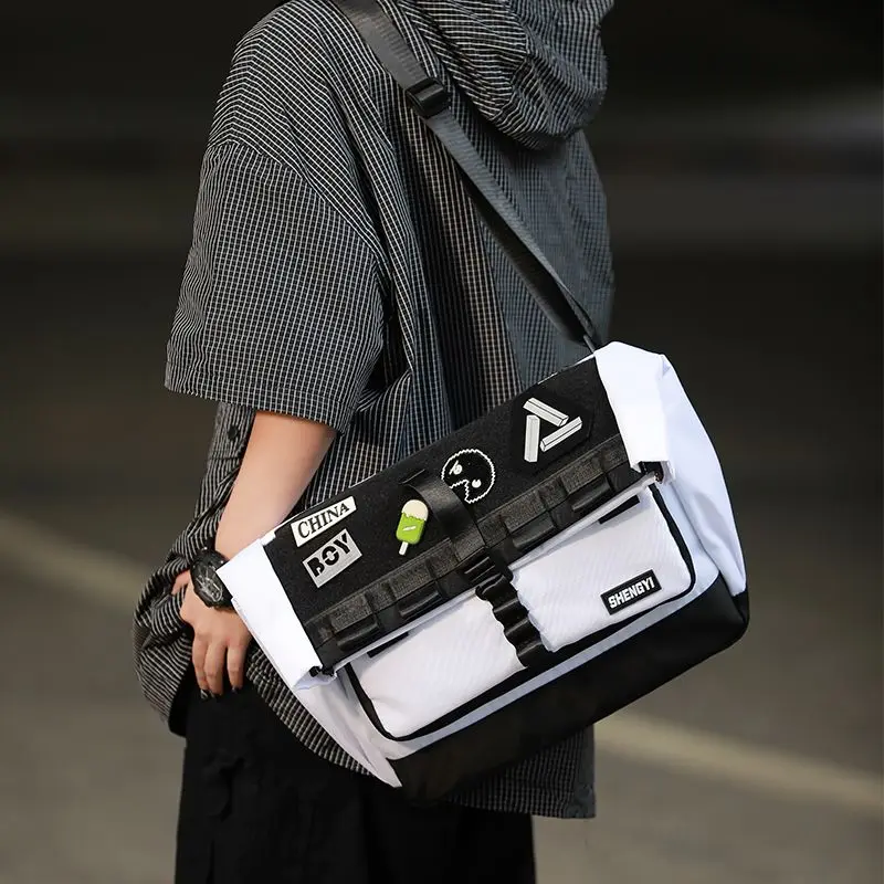 Multi Wear Tactical Messenger Bag Water Resistant Nylon Tote Bag With 3 Removable Shoulder Straps Large 15.6 Inch Laptop Bag