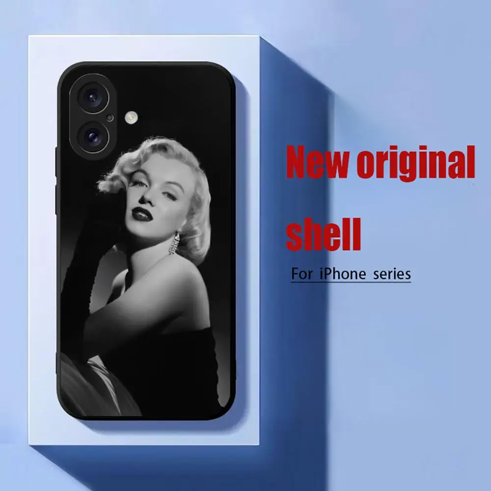 Fashion M-Marilyn M-Mon-roE Phone Case For iPhone 16 15 14 13 12 11 X XR XS 8 Plus Mini Pro Max Soft black Shockproof Cover