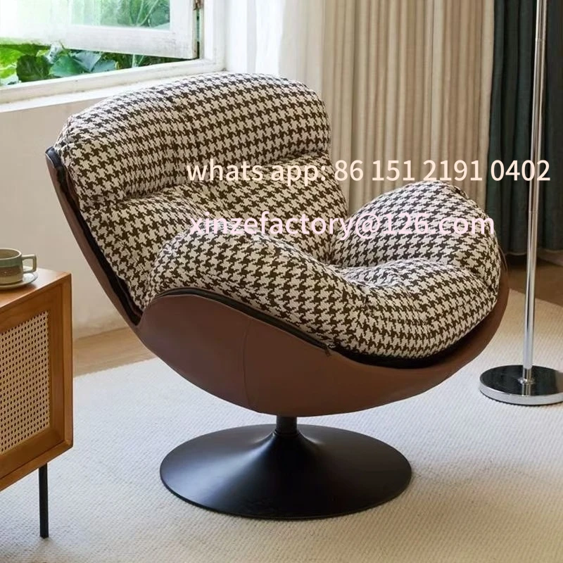 Customizable simple single eggshell sofa lazy sofa chair thousand bird grid home leisure retro rotatable sofa chair