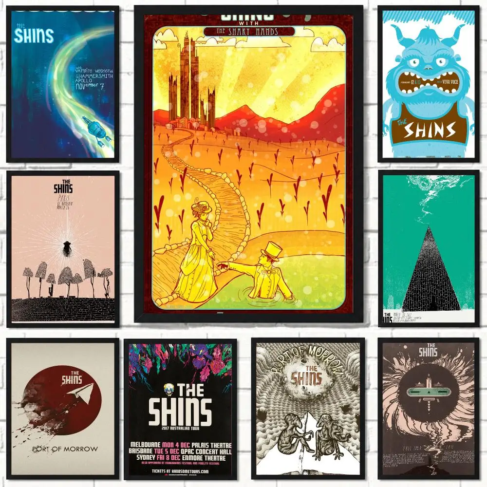 band T-The Shins-S Poster Self Adhesive Wall Decor for Modern Home Cafe Office and Bar