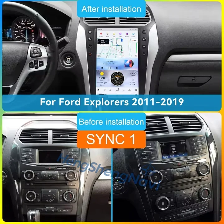 14.4 Android 14 Carplay Screen For Ford Explorer 2011-2019 SYNC 1 2 3 T- Style Multimedia Player Car Radio Car GPS Navigation