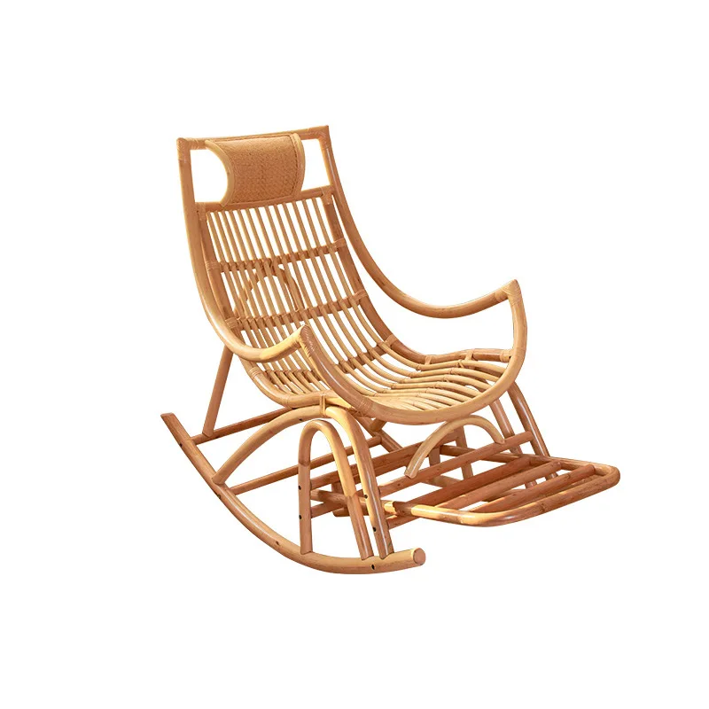 Japanese-style rocking recliner natural rattan family recliner lazy lunch break free chair adult balcony leisure rattan chair