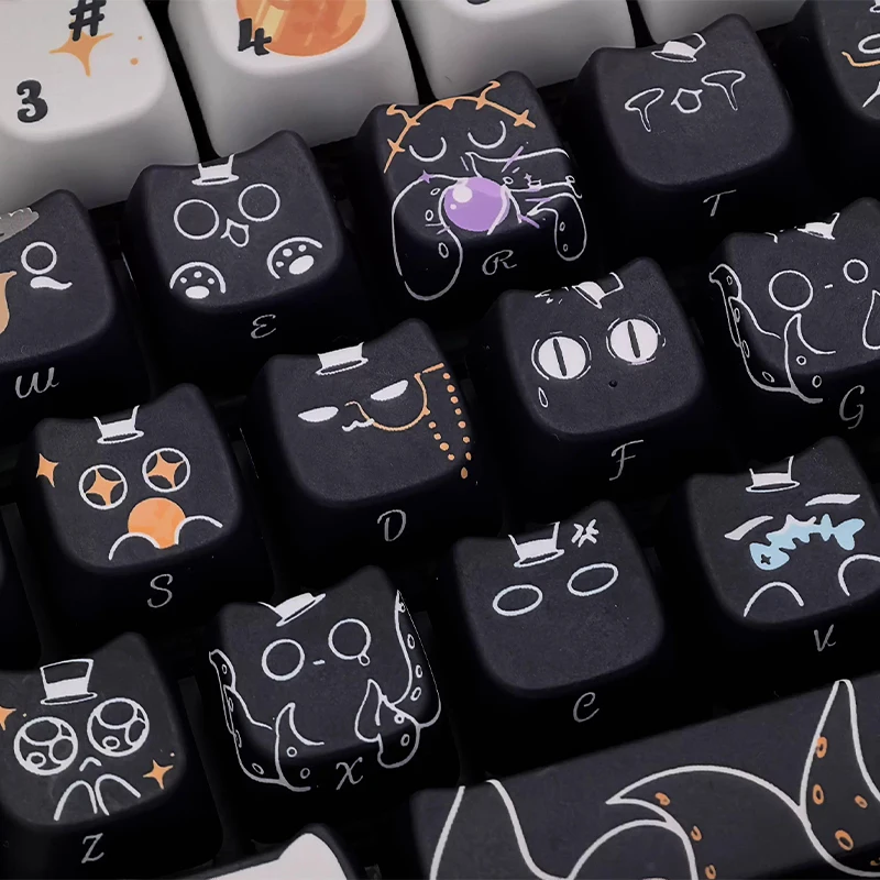 

Kleinke Meow колпачки для клавиш 140 + клавиши Pbt термосублимация на заказ механический магнитный переключатель клавиатура аксессуары для ПК милый кот подарок