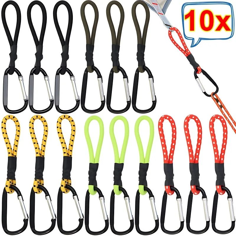 5/10pcs Tent Elastic Rope Cord Hook Versatile Outdoor Camping Canopy Tarp Tent Fixing Cord String Carabiner Hooks Accessories