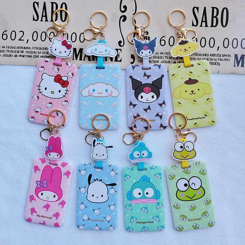 Cute Hello Kitty Student ID Card Holder Sanrio Anime Melody Card Holder Protective Kawaii Bus Card Cover School Office Supplies