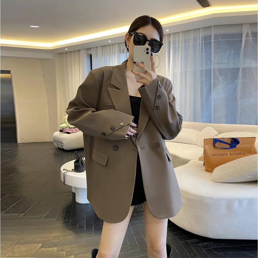 Mulher casual blazer sacos sob medida fechamento leve selvagem outercoat comprimento médio profundo cinched profissional fita