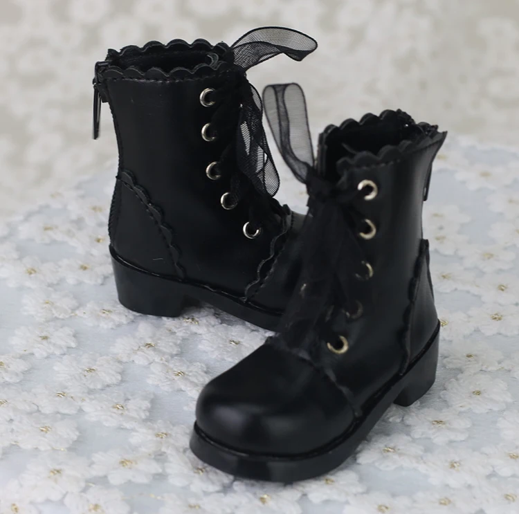 Puppen zubehör artikuliert 1/3 1/4 msd sd10 bjd Puppe für Mädchen weibliche Schuhe pu Stiefel schwarz weiß yg418