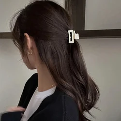 Small Matted Hair Clip Fashion Simple Morandi Color Mini Grab Clip Hairpin Retro Hollow Square Shark Clip Girls Hair Accessories