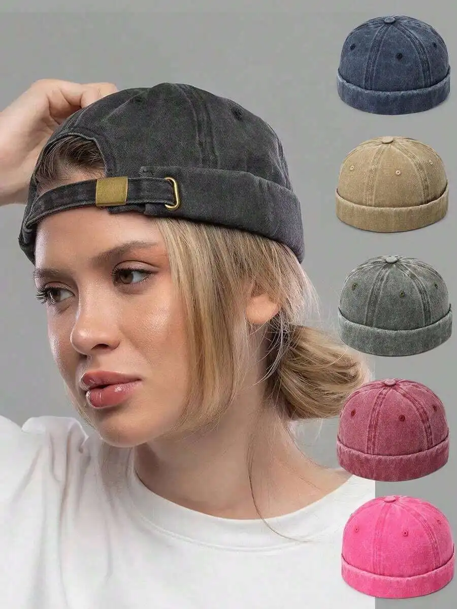 

Brimless Sailor Cap Retro Felt Baseball Cap Unisex Adjustable Breathable Hat For Outdoor Spring Autumn