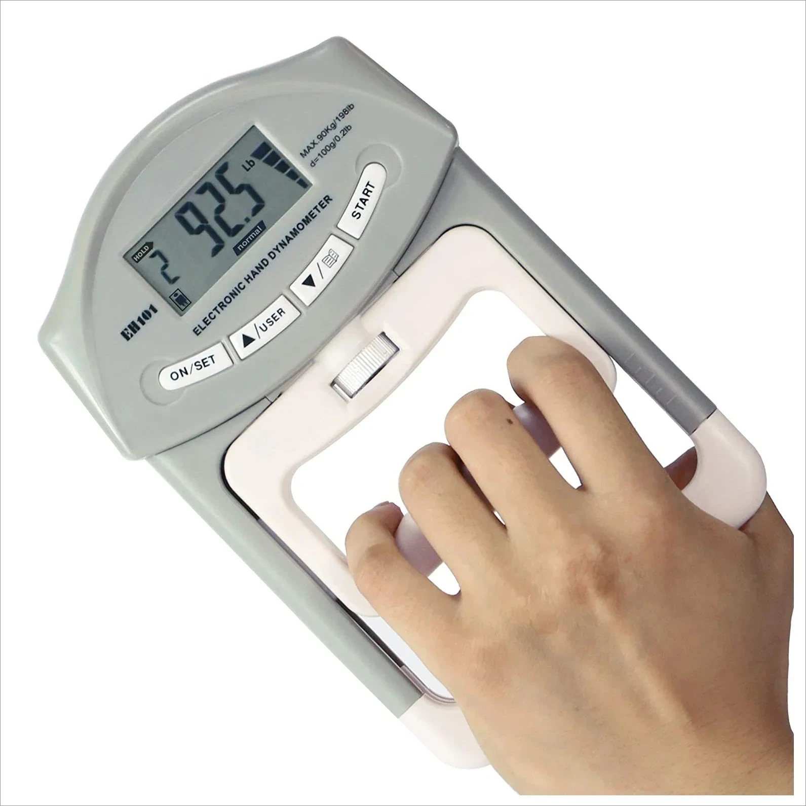 198lbs/90KGs Digital Electronic Hand Dynamometer Grip Strength Measurement Meter Auto Capturing Electronic Hand Grip Po