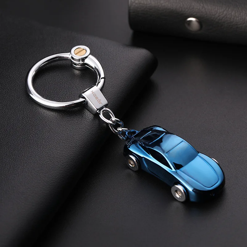 1 PCS Cute Korean Couple Small Car Keychain Creative Key Chain with LED Light Man/Women Bag Decoration Business Birthday Gift