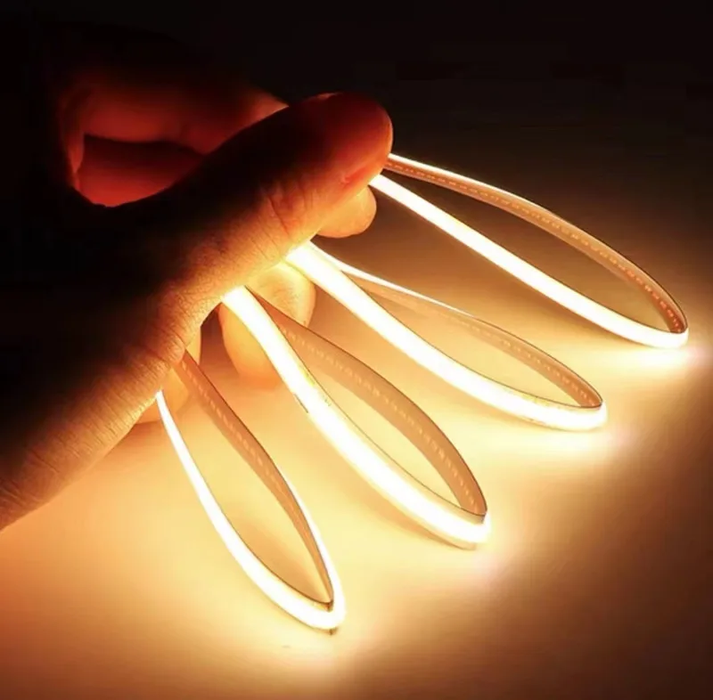 5M Super Thin 5mm COB LED Strip 384LEDs/m Soft Flexible DC12V/24V Light Bar Warm Cold White for Decor Lighting 3000K 4000K 6000K