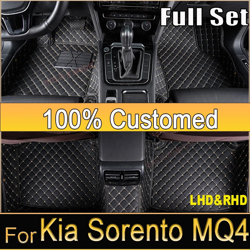 Car Carpet Floor Mat For Kia Sorento MQ4 2021 2022 2023 Waterproof Leather Cat Floor Mats Tapetes Para Automovil Car Accessories