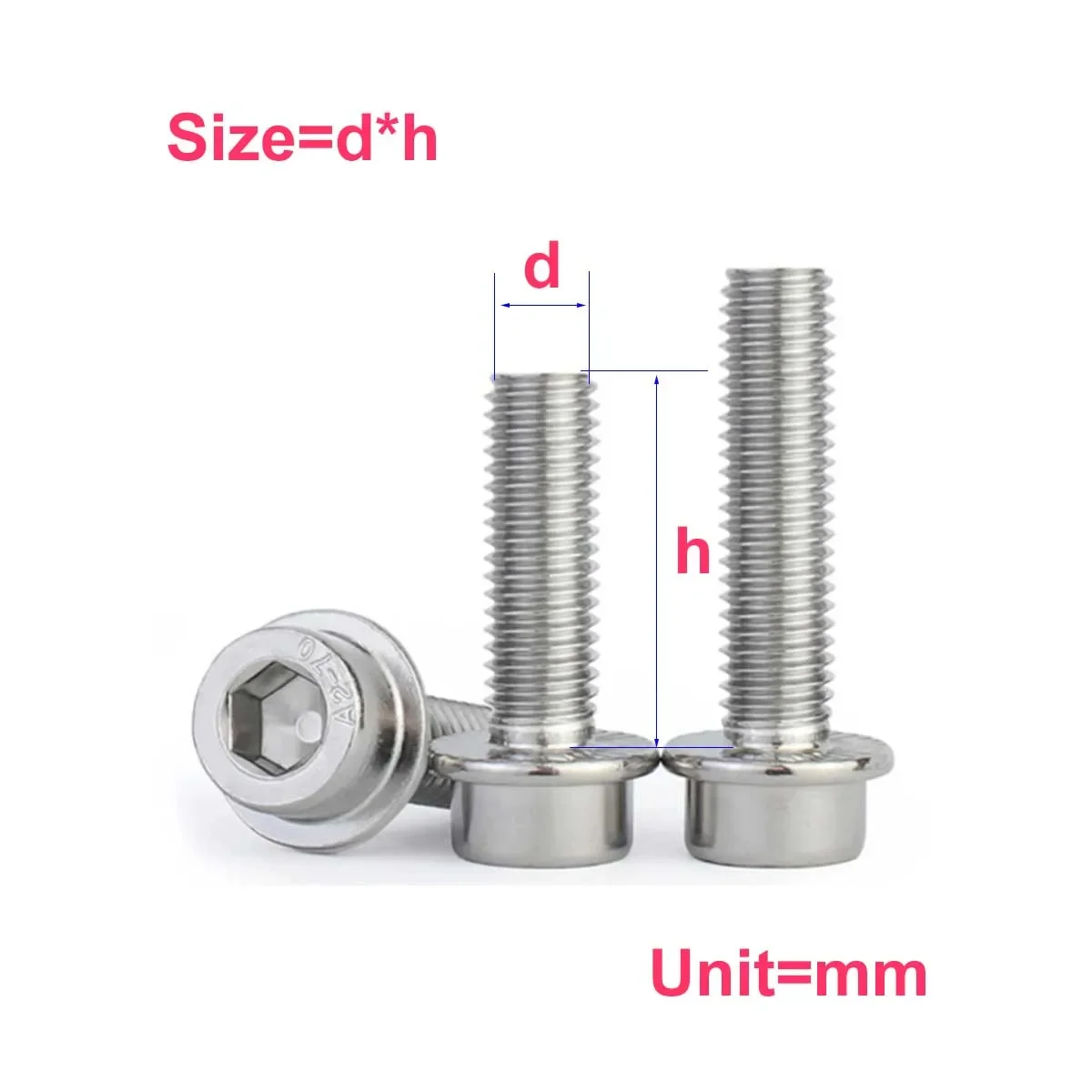 304 Stainless Steel Cylindrical Head Flange Internal Hexagonal Screw /Din251 Screw M5M6M8M10M12