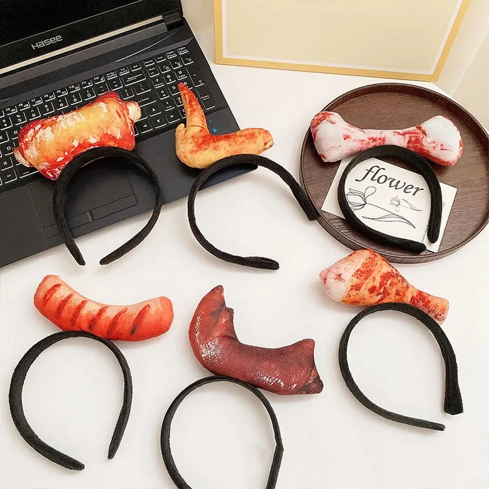 Personality Strawberry Simulated Food Hair Hoop Vegetable Hamburg Hotdog Headband Chicken Wing Bone Wash Face