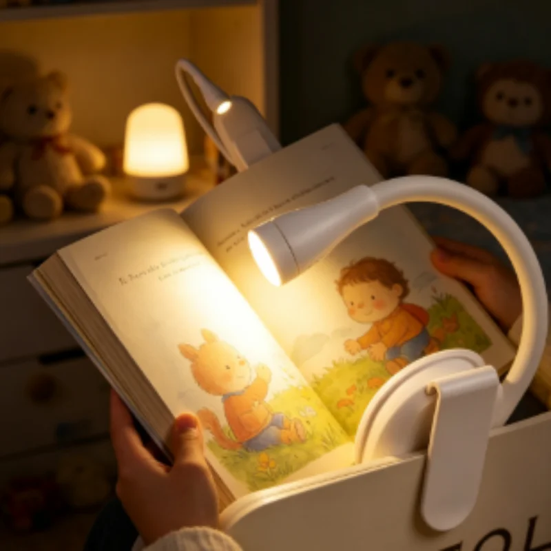 Rechargeable LED Book Light, Mini 3 Color Clip Lamp with 360° Adjustable Head for Reading Study Travel