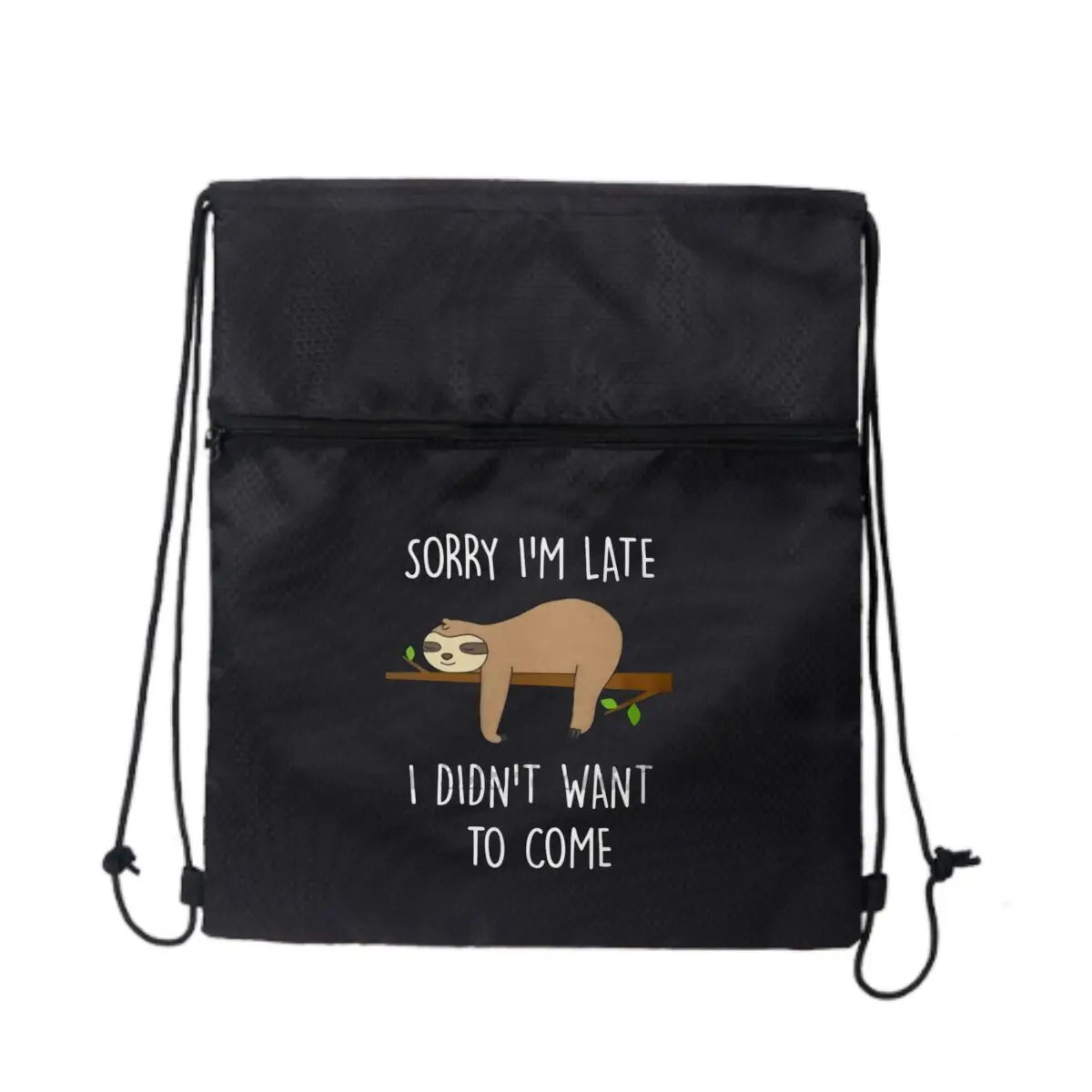 

Извините, я опоздал, я не хотел приход, дизайн с ленивцем. Черная велосипедная сумка на молнии на шнурке: компактная для велосипедных предметов первой необходимости.