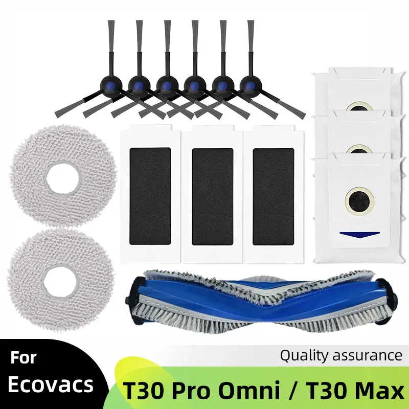 Compatible For Ecovacs Debot T30 Pro / T30 Pro Omni / T30 Max / Yeedi M12 Pro Side Brush Heap Filter Mop Cloth Dust Bag Parts