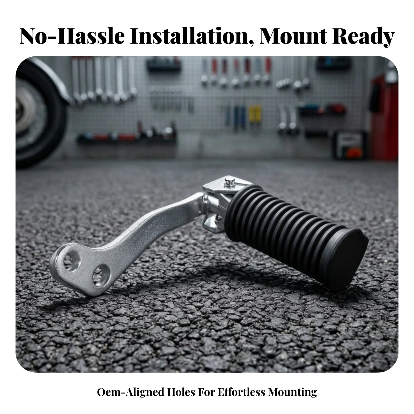 Footrest with Mounting Bracket Ribbed Foot Peg Bracket with Foot Pegs Motorcycle Front Footrest Easy to Install