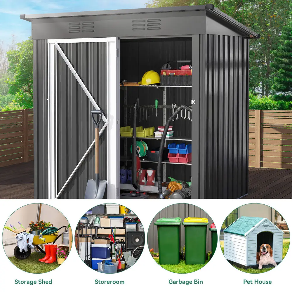 

Outdoor Storage Shed w/Lockable Heavy Duty Tool Sheds Storage House tool Storage