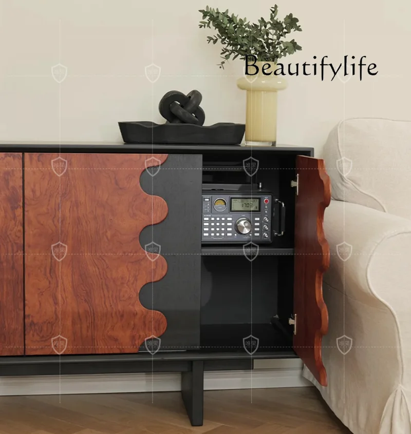 Retro Style Solid Wood Sideboard Nordic Minimalist Storage Organizer Living Room TV Cabinet Italian Side Cabinet