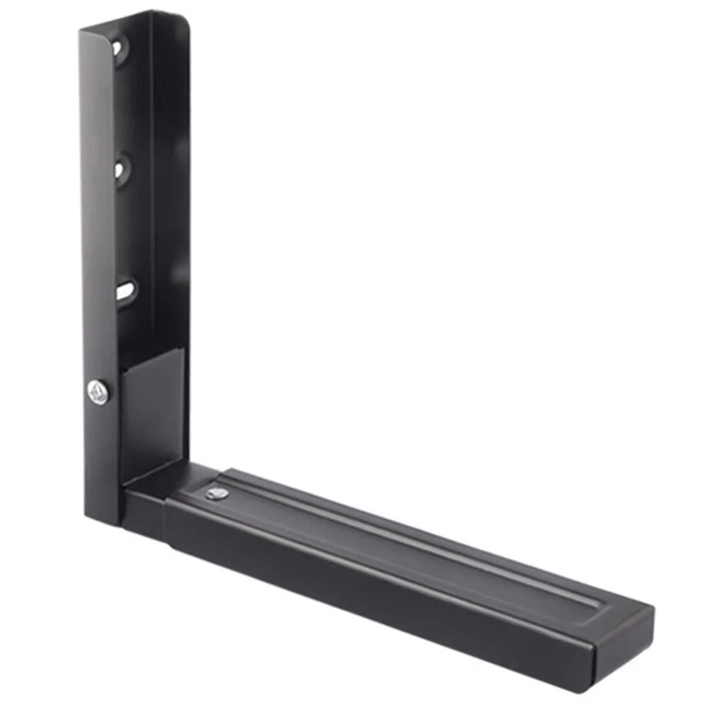 

Microwave Oven St Wall Mount Rack Retractable Bracket Black Color Telescopic Foldable Steel Material Durability Kitchen Space