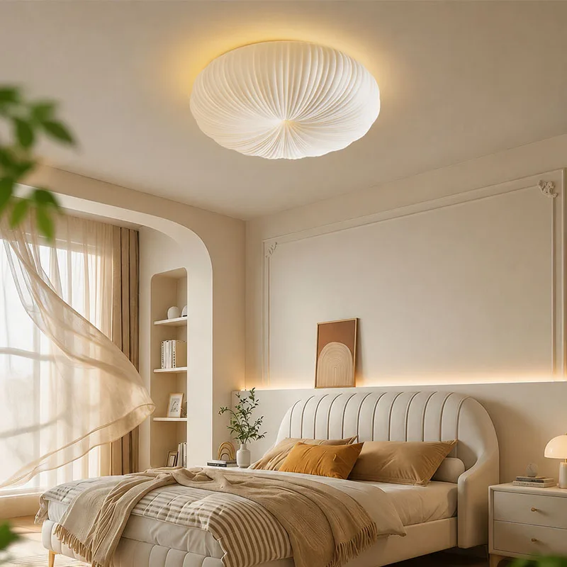 Cream Style Acrylic 3 Color Temperature Led Ceiling Light Creative Bedroom Dining Room Study Pumpkin Children Room Decor