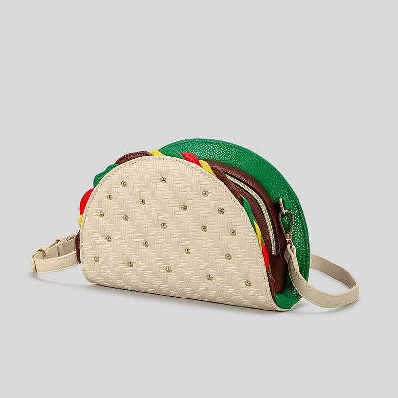 الإبداعية نصف جولة همبرغر تصميم مخلب حقيبة للنساء الأزياء برشام الفاخرة بو الجلود الكتف حقائب كروسبودي مضحك المحافظ