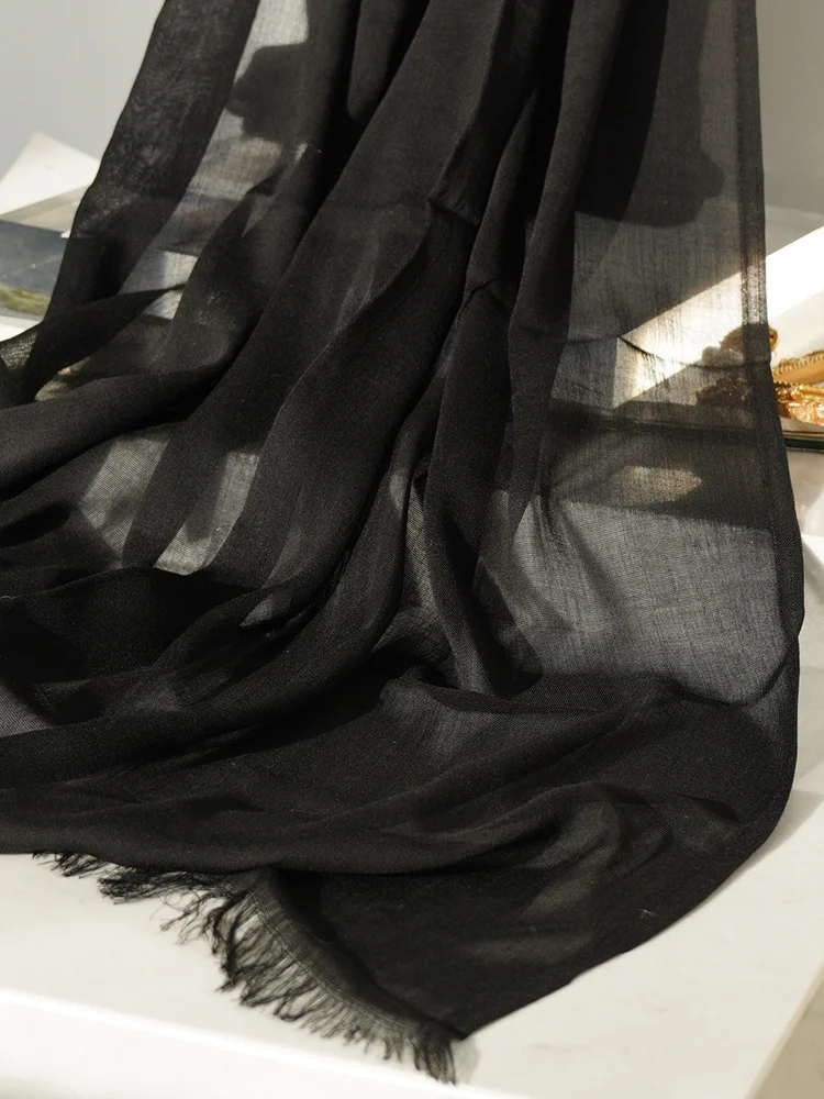 超薄綿麻モーダルソフト透明レディーススカーフドレープ多用途ショルダーラップ冬の暖かさ夏の涼しさ