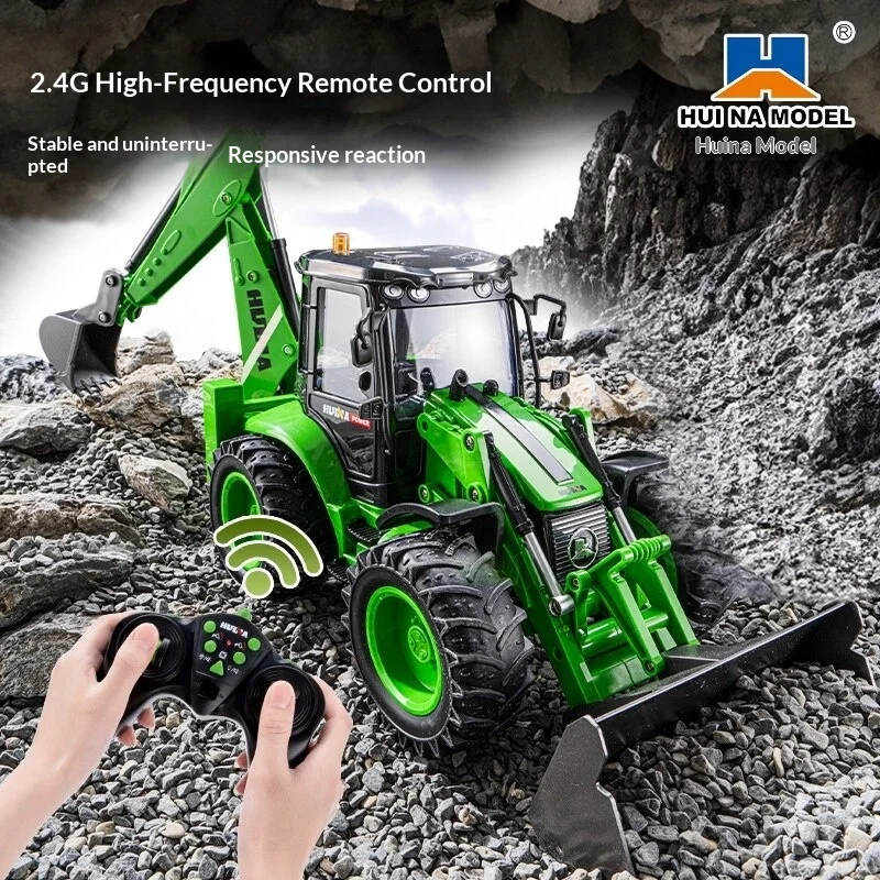 

Huina Remote Control Backhoe Loader Electric Simulated Front Loader Excavator Alloy Model Construction Vehicle For Adult Hobby
