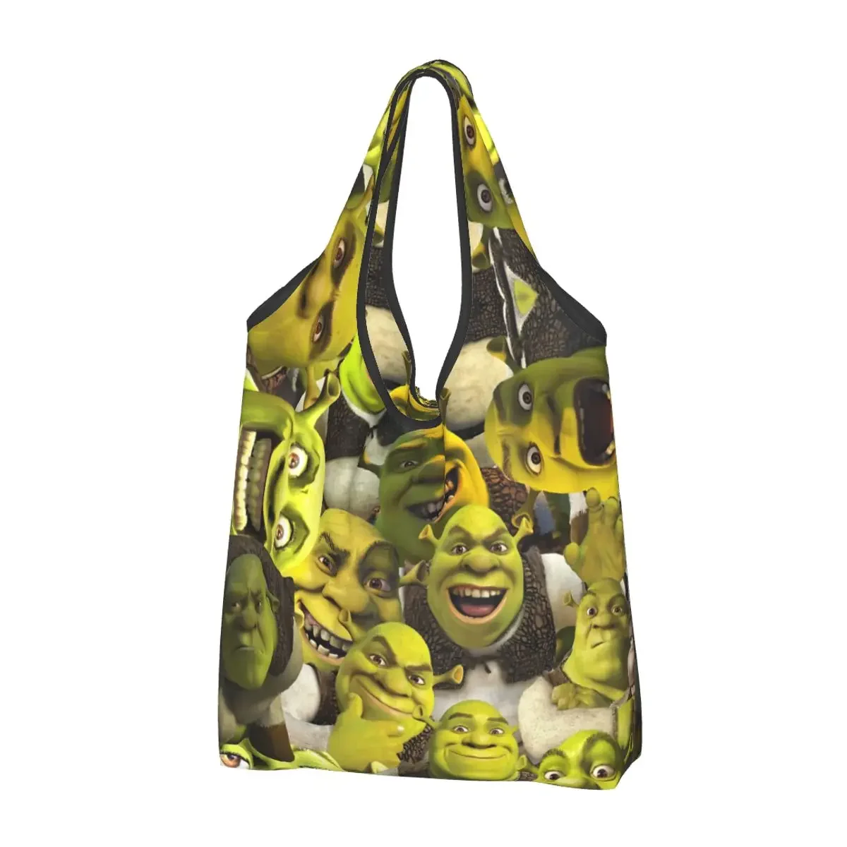 Custom Recycling Shrek Collage Shopping Bag Women Tote Bag Portable Anime Comedy Film Groceries Shopper Bags