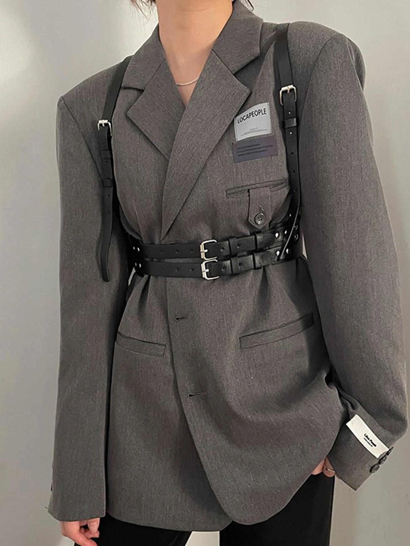 حزام خصر أنيق للجسم - حزام خصر نسائي بإبزيم قابل للتعديل، إكسسوار على الطراز القوطي للفساتين والملابس