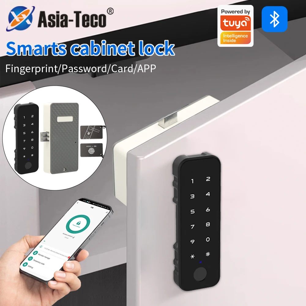 Intelligent Wooden Cabinet Fingerprint Lock with Bluetooth and Remote Monitoring Wooden Drawer Lock Work with Tuya App