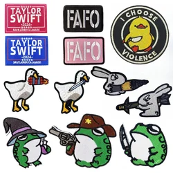 Cartoon Animal with Knife Morale Badge Embroidery Missile Rabbit Duck Klett Patches Tactical Backpack Jacket FAFO Patch Stickers