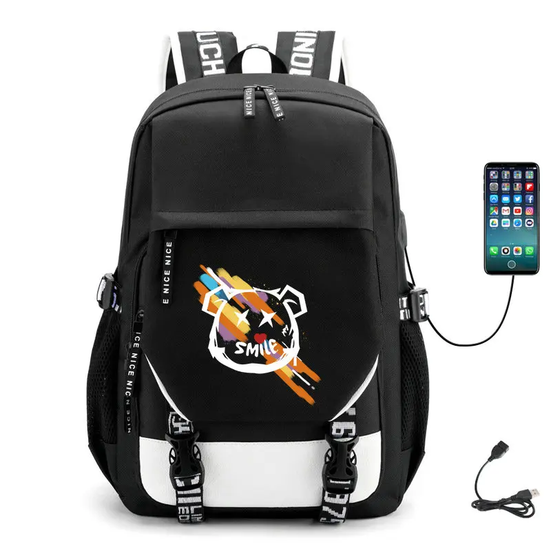 

New Cartoon Panda Usb Charging School Bags Boys Personalized backpack Teenage Girls Boys Laptop Back Pack Women Travel Bagpacks